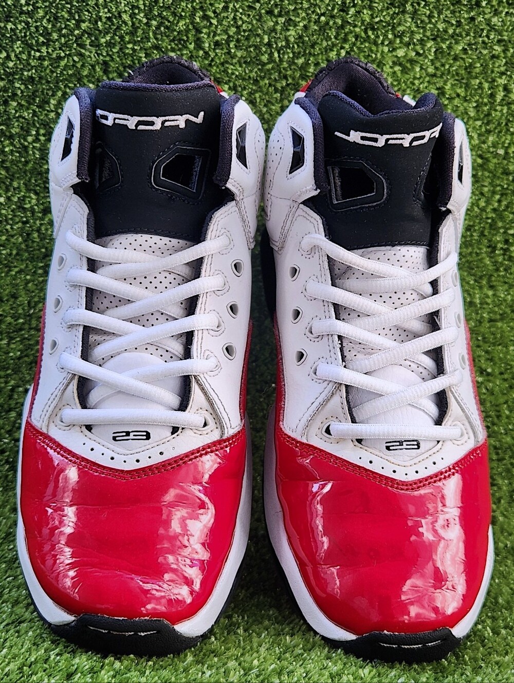 Nike Air Jordan BLoyal White Red Big Boys Size 7 Athletic Leather Sneakers Shoes - Picture 9 of 16